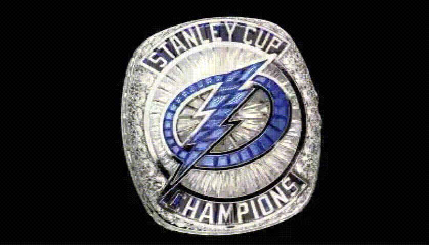 A Dynamic Display of 2021 NHL Tampa Bay Lightning Championship Ring Details