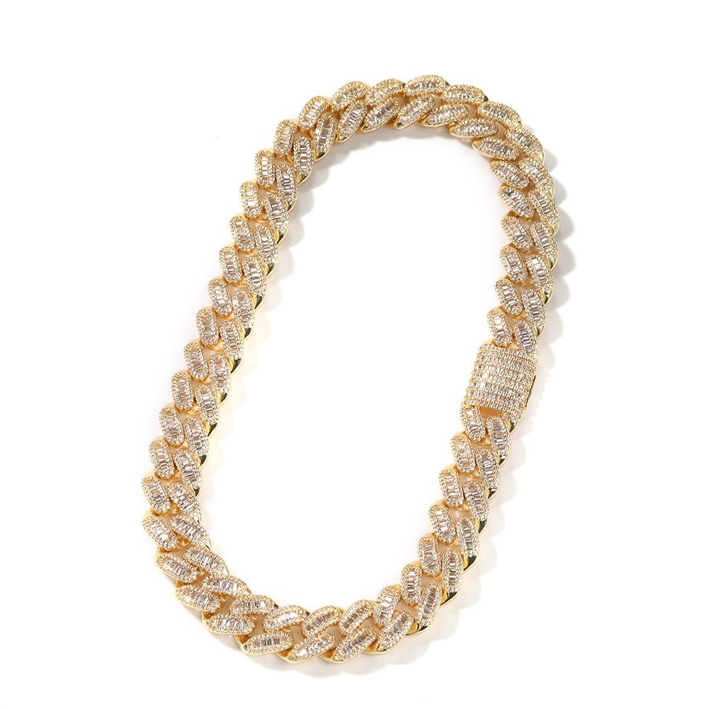 Woowooh Hip Hop Miami 15MM Cuban Link Chain with CZ Stone