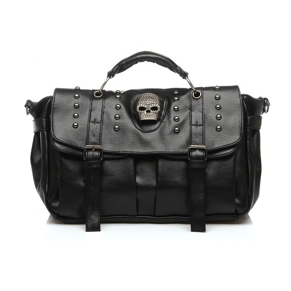 Woowooh PU Skeleton Punk Tote Crossbody Bag