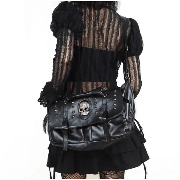 Woowooh PU Skeleton Punk Tote Crossbody Bag