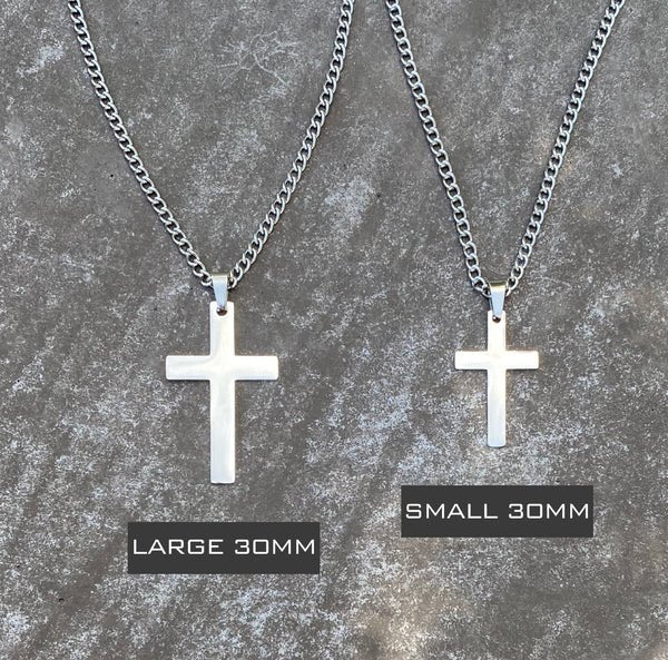 Cross Pendant With Chain Necklace - 14K Gold Plated Stainless Steel