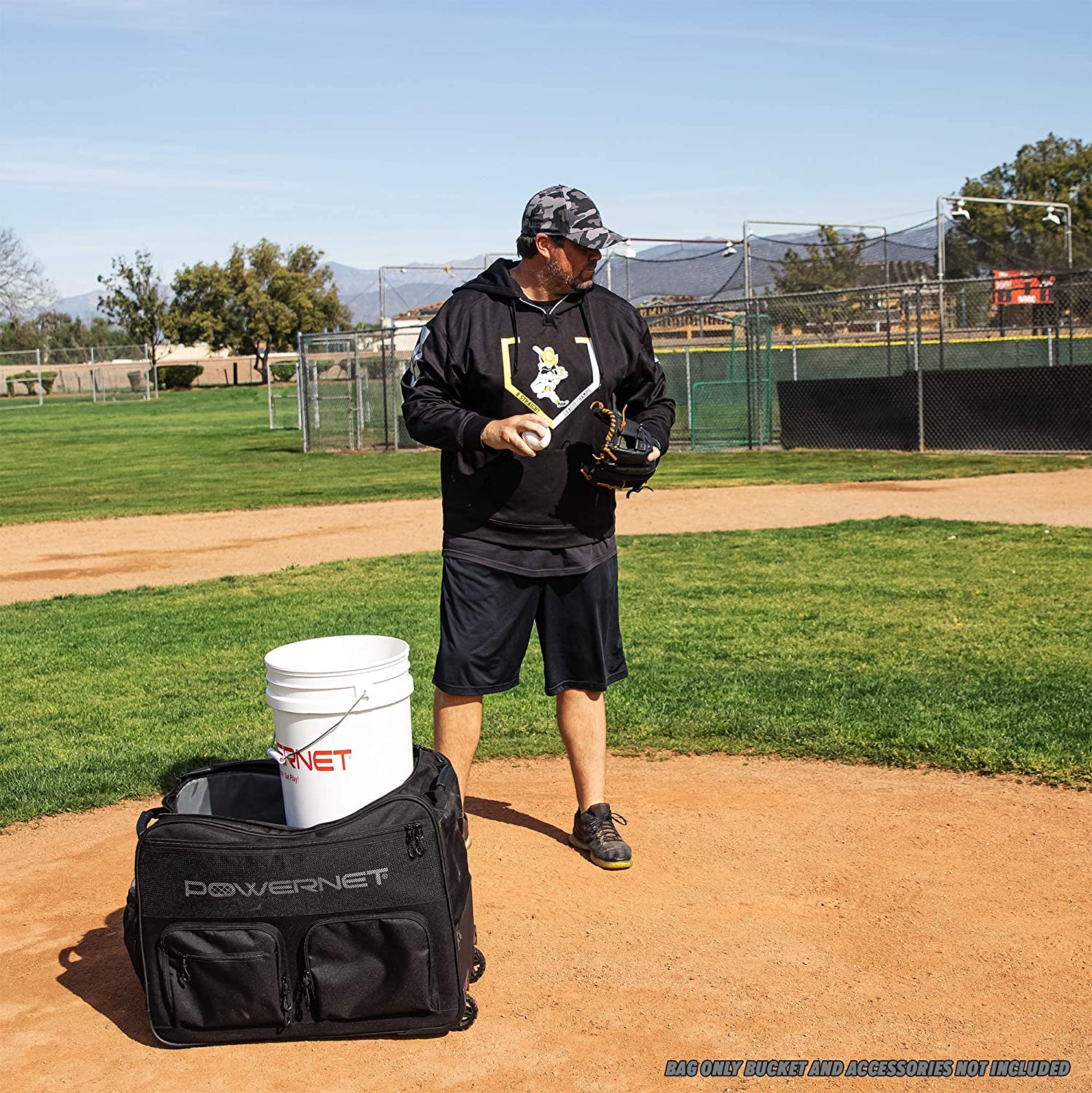 PowerNet Rolling Baseball Coach Bag Caddy
