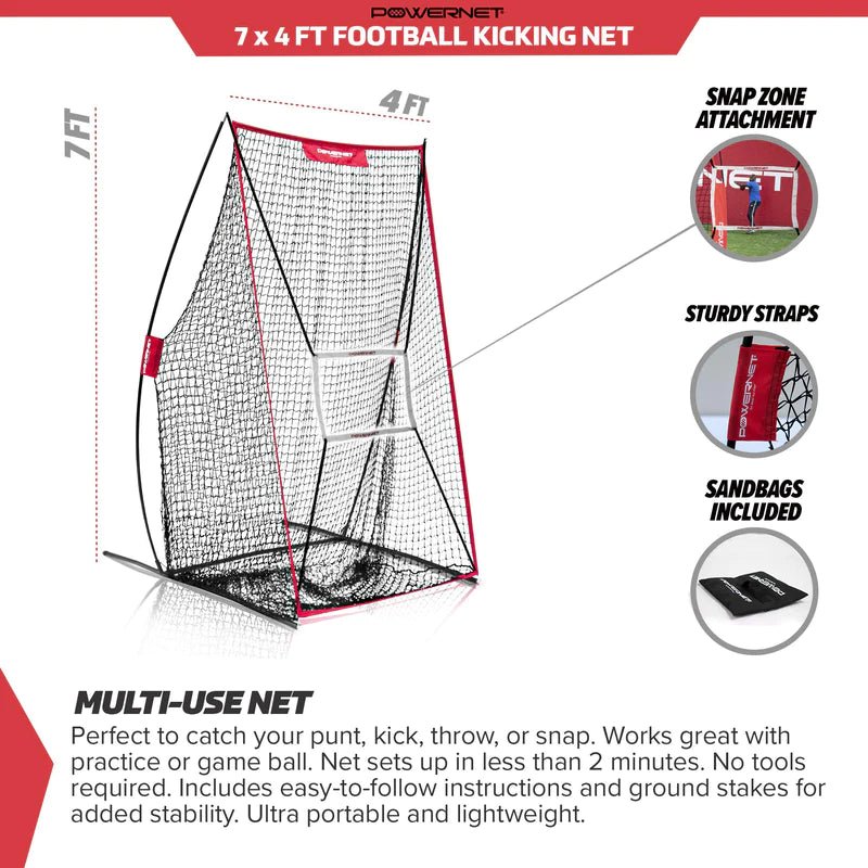 PowerNet Sideline Trainer 7 x 4 FT Football Kicking Net