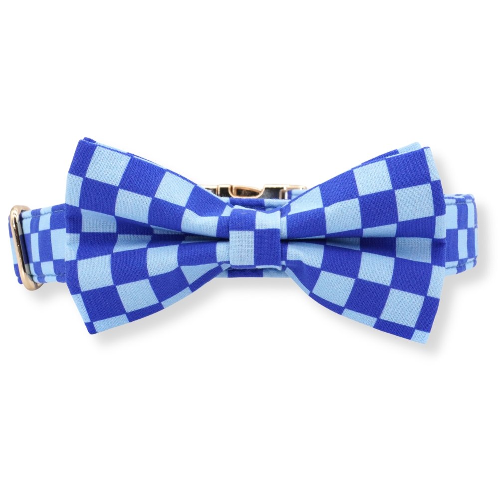 Checker Blue Bow Tie Unbreakable Collar?