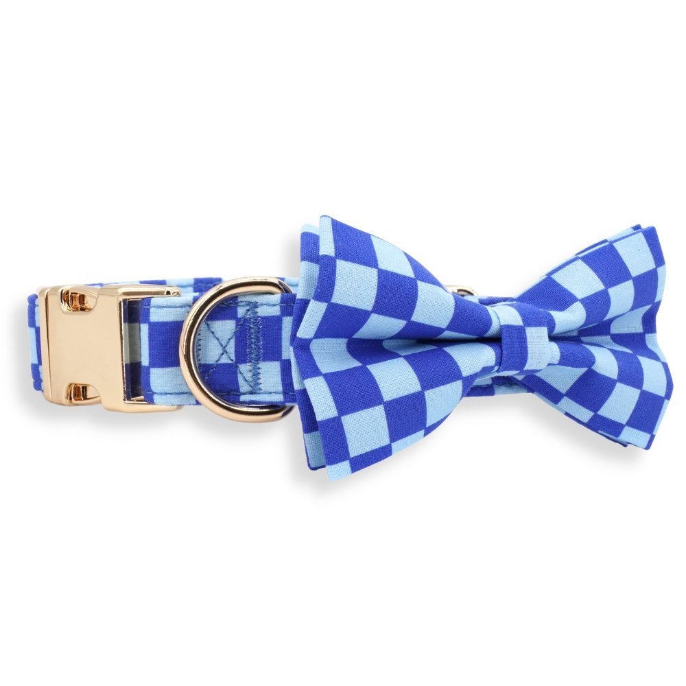 Checker Blue Bow Tie Unbreakable Collar?