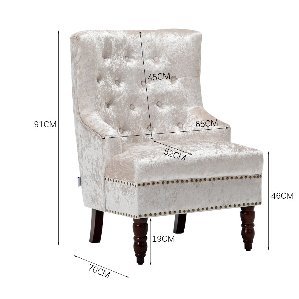 Chesterfield Crushed Velvet Dining Chair Button Studded Armchair