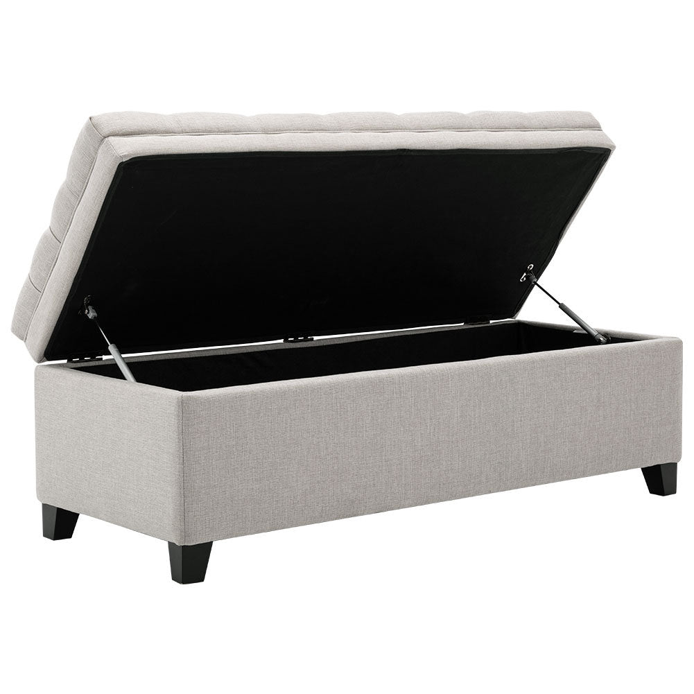 Chesterfield Linen Bed End Bench Upholstered Tufted Storage Ottoman Window Seat