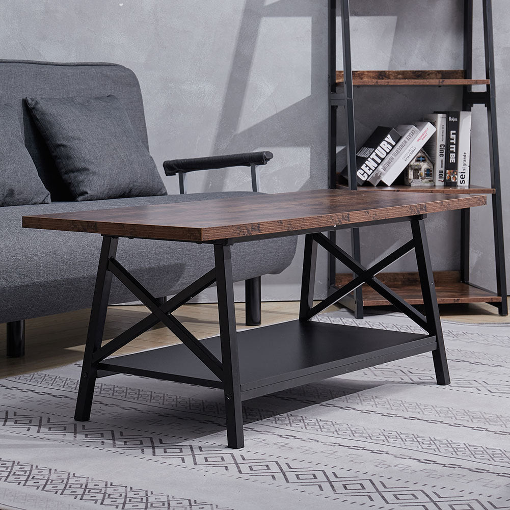 Retro Rectangle Wooden Coffee Table Tea End Table