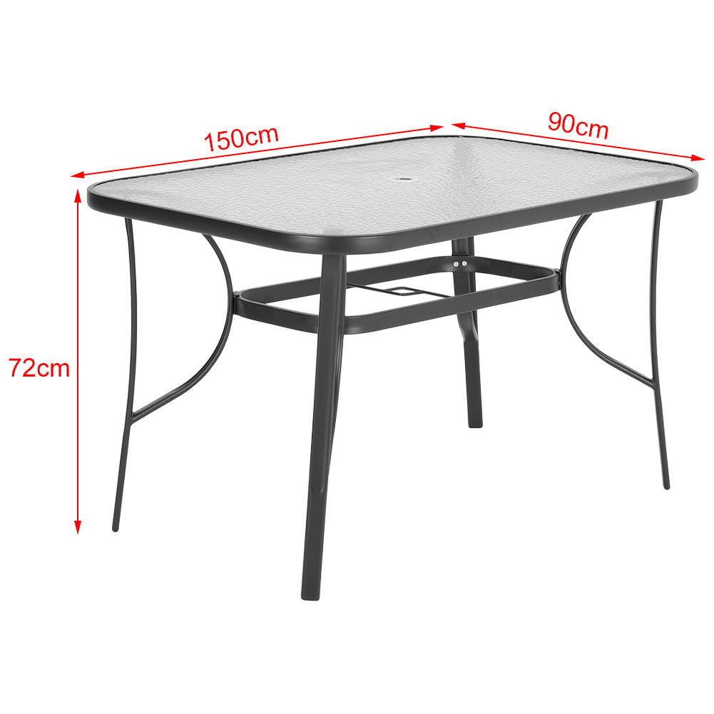 Outdoor Glass Table w/Umbrella Hole Bistro Balcony Drinks Coffee Tables