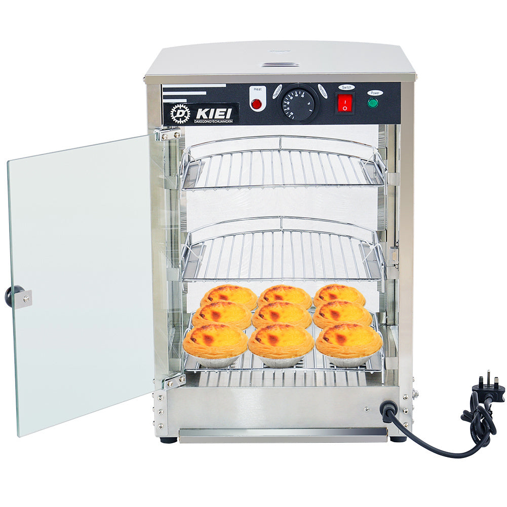 3 Tier Commercial Food Display Warmer Countertop Pie Chicken Heating Showcase
