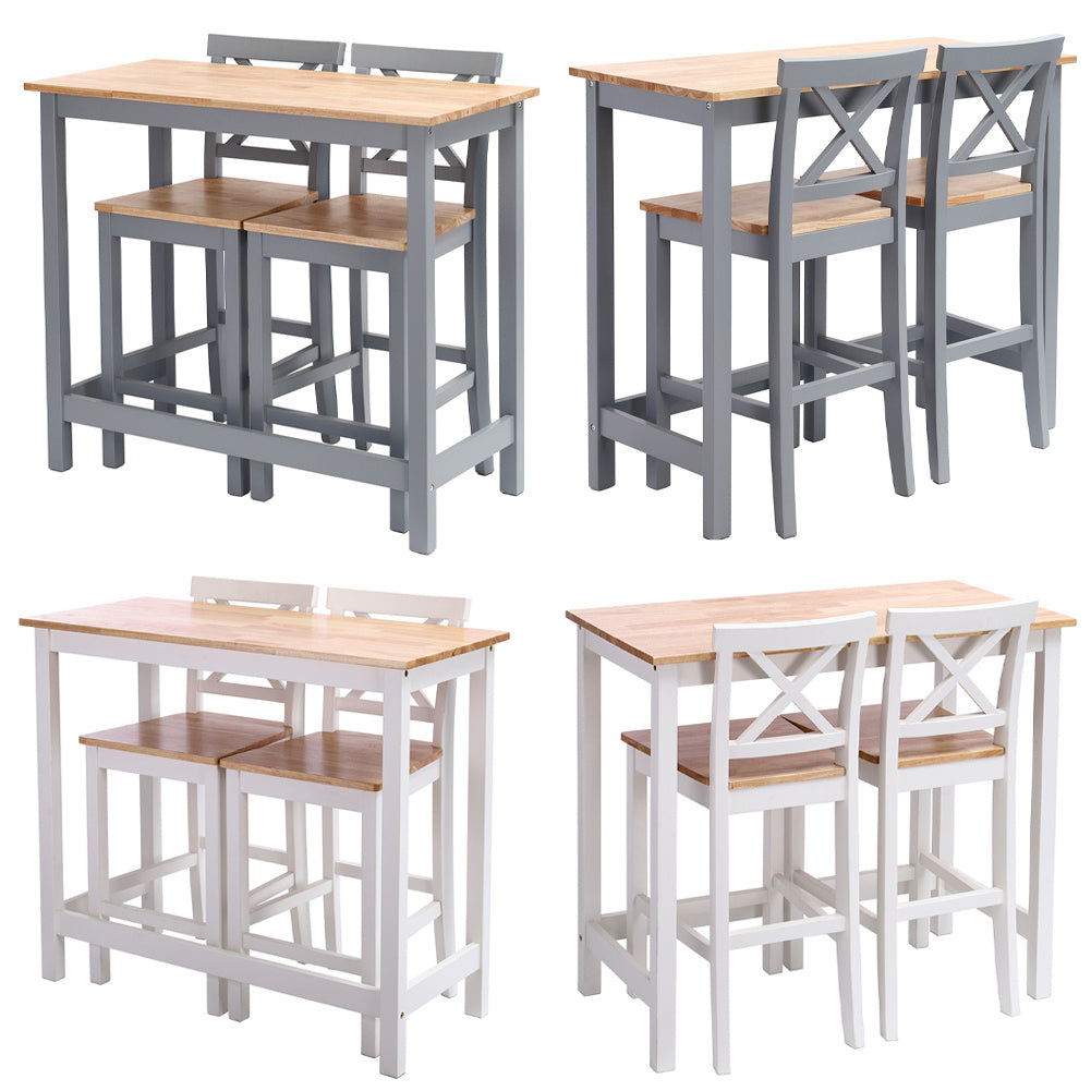 3 Piece Pine Pub Bar Table Set Kitchen Counter Height Table Set with 2 Stools