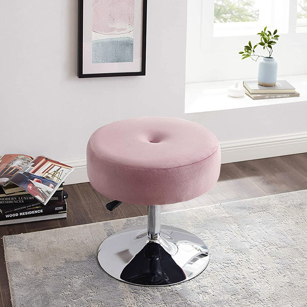 Velvet Fabric Round Rolling Stool Swivel Lifting Laboratory Salon Spa Task Chair