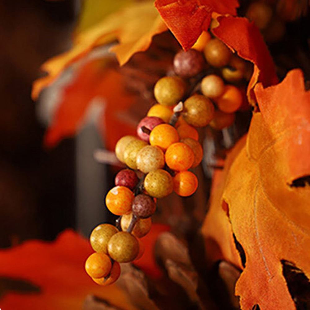 40cm/60cm LED Halloween Decor Fall Door Hanging Wreath Autumn Maple Leaf Garland