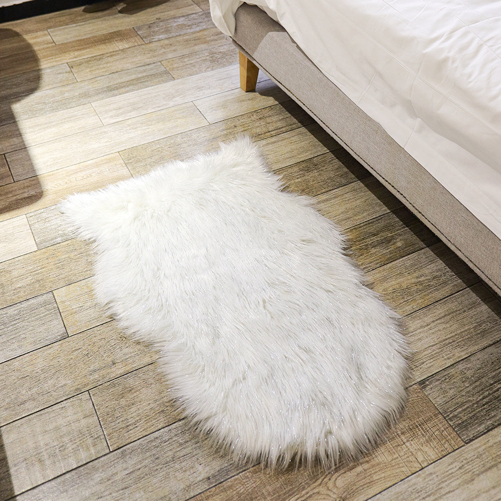 Flurry Shaggy Floor Rug Plain Soft Sparkle Area Mat Glitter Carpet
