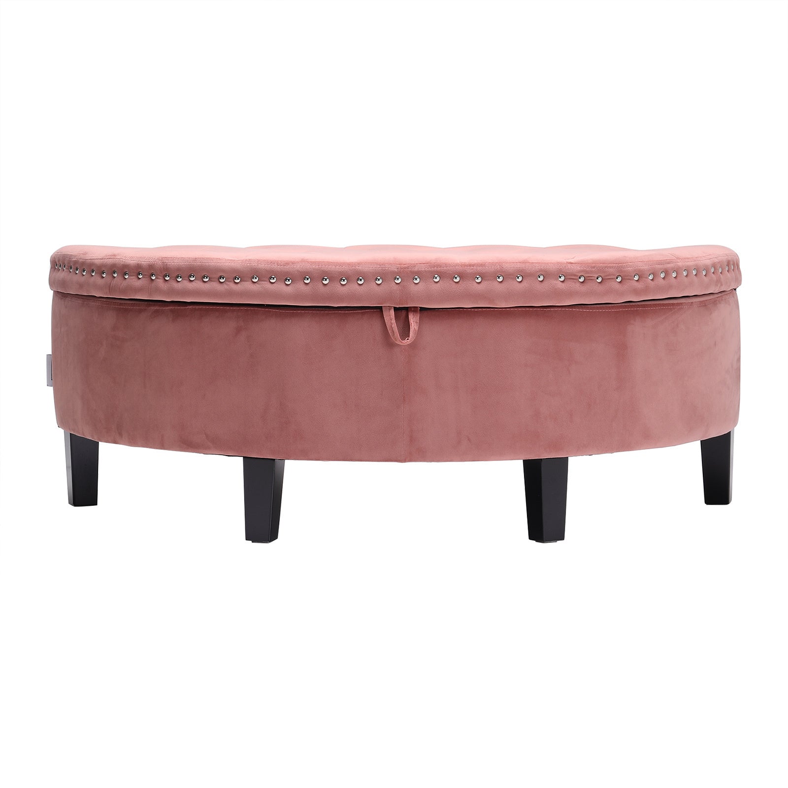 Velvet Ottoman Storage Bench Semi Round Chest Box Chair Footstool Wall Side Seat