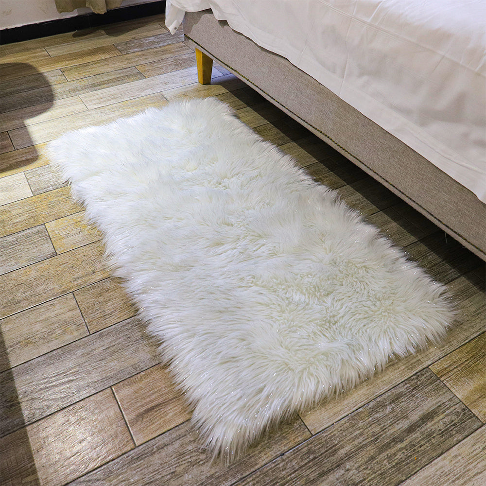 Sparkle Fluffy Faux Fur Non Slip Area Rug Shaggy Glitter Floor Carpet Mat