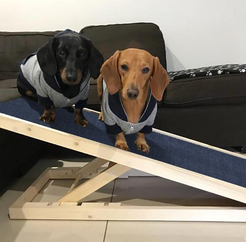 Pinewood Non-Slip Dog Ramp Ladder Adjustable Height Travel Car Bed