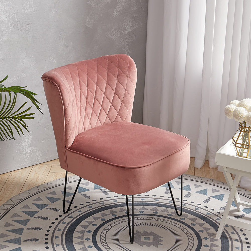 Velvet Upholstered Accent Chair Diamond Wingback Chair