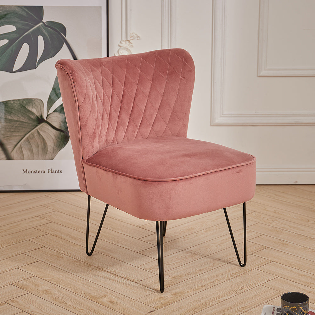 Velvet Upholstered Accent Chair Diamond Wingback Chair