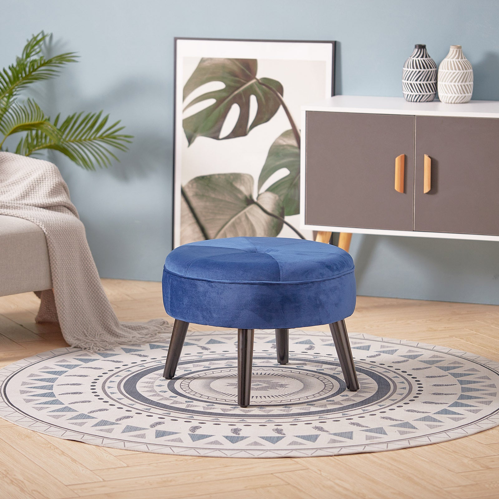 Velvet Footstool Ottoman Footrest Stool Living Room Bedroom Chairs