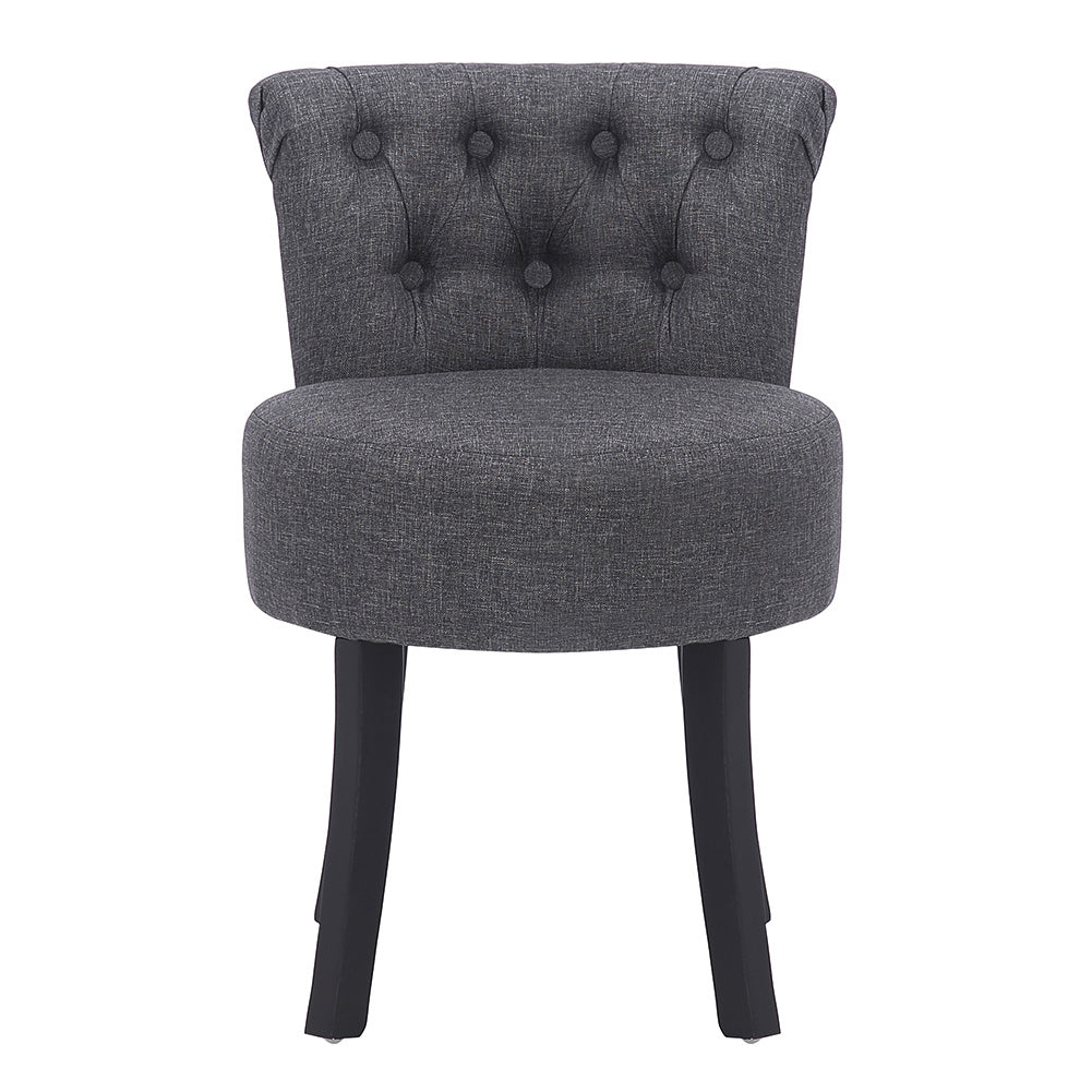 Velvet/Linen Button Dining Dressing Table Stool Wooden Makeup Chair