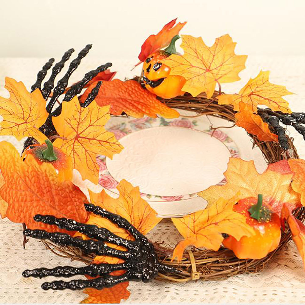 40cm Halloween Spider/Hands Pumpkin Wreath Autumn Door Garland