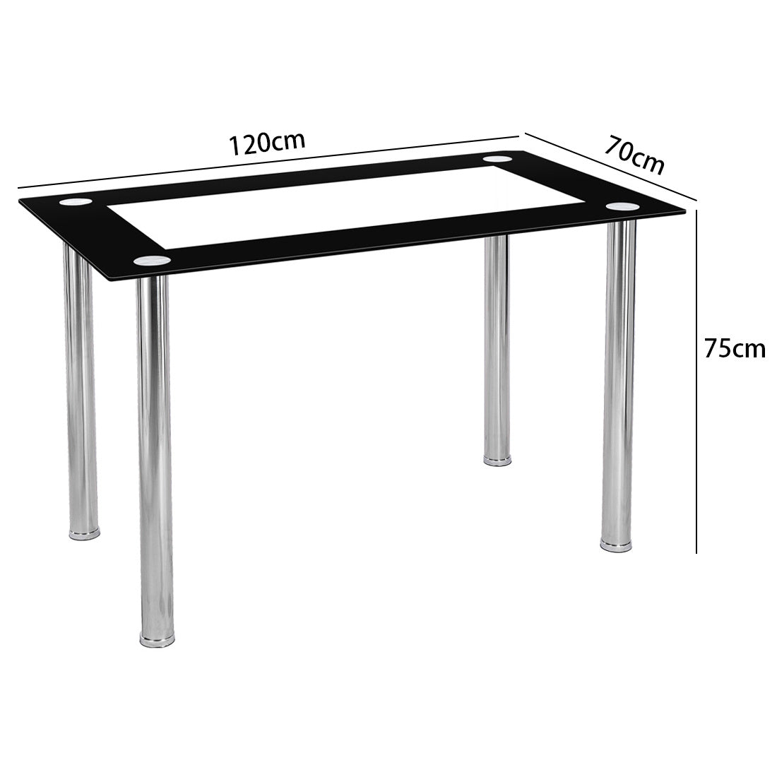 Rectangle Tempered Glass Dining Table Chrome Legs