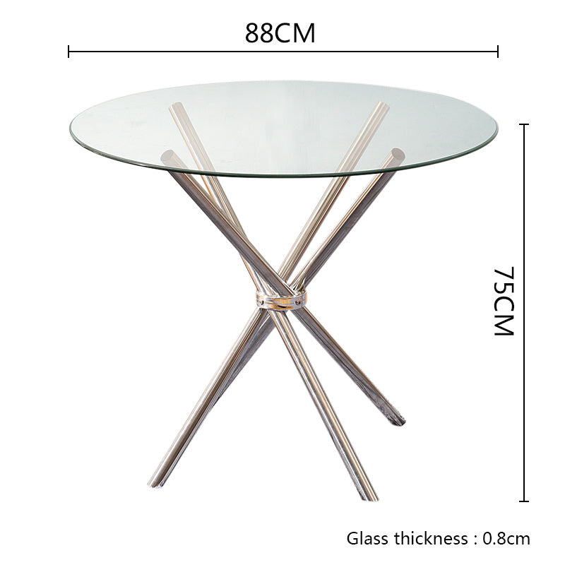 Contemporary Round Tempered Glass Accent Side End Table Chrome