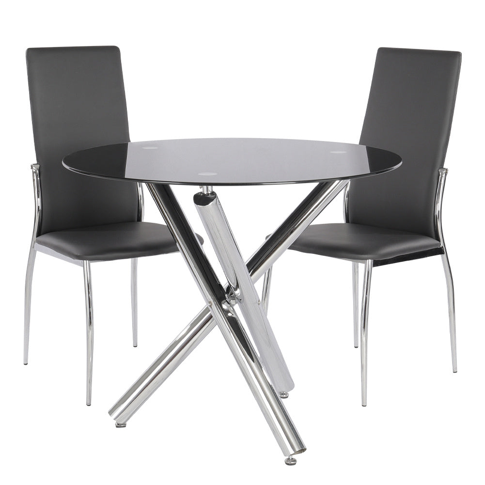 Clear Tempered Glass Round Side Coffee Table Tea Table Chrome Legs
