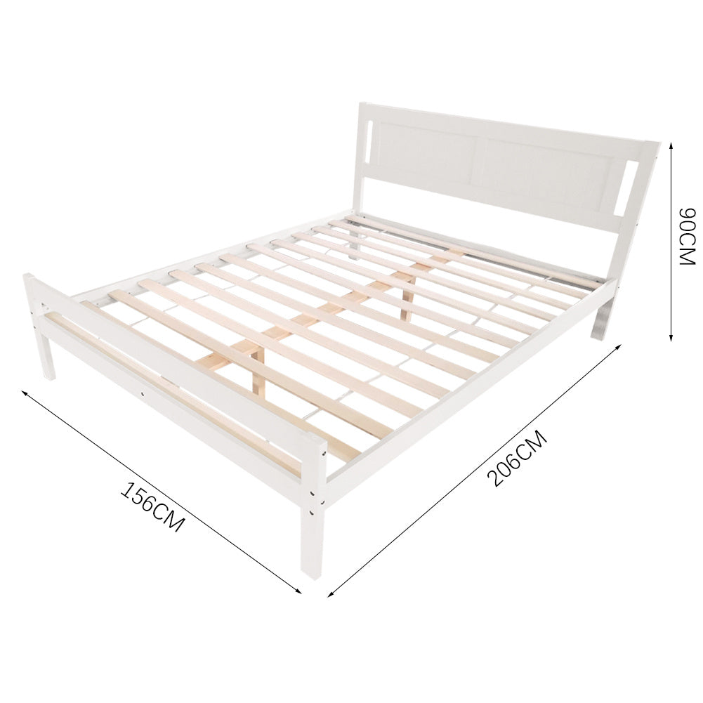 King Size 5ft Bed Frame Wood Solid Pine Bedstead Headboard White