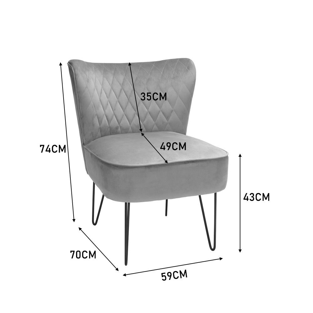 Velvet Upholstered Accent Chair Diamond Wingback Chair