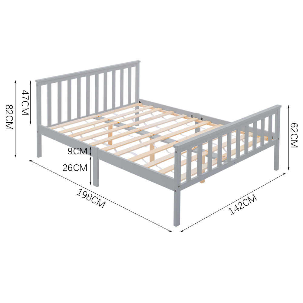 5/4.6FT Pine Wood Bed Frame Double King Size Kids Adult Bedstead