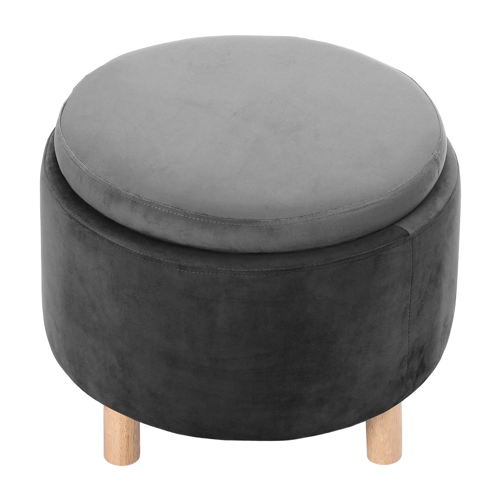 Wooden Round Velvet Stool Pouffe Foot Stool End Table Coffee Tea Tables