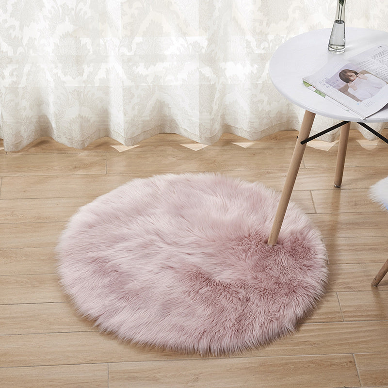 Plain Fluffy Chair Sofa Cover Mat Floor Carpet Shaggy Faux Wool Sheepskin Rug Soft