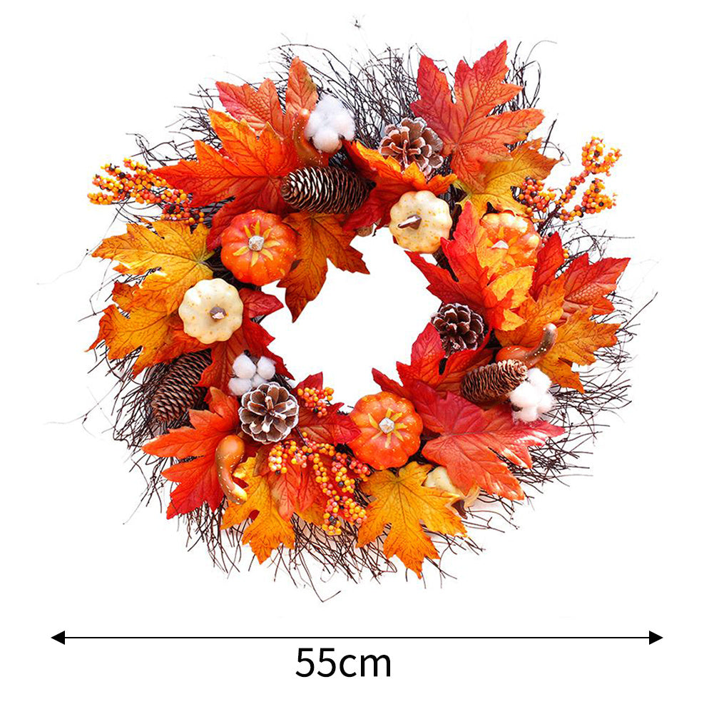 Autumn Maple Leaf Pumpkin Wreath Halloween Home Party Decor