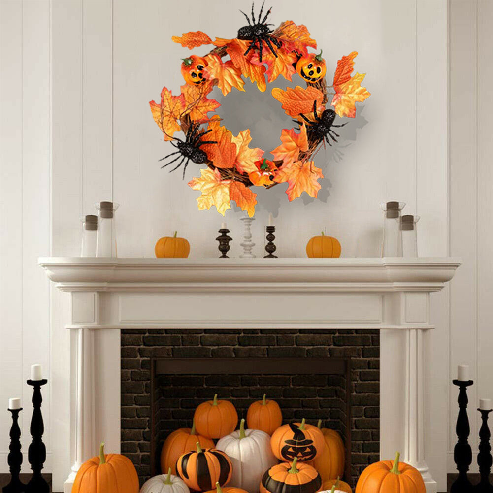 40cm Halloween Spider/Hands Pumpkin Wreath Autumn Door Garland