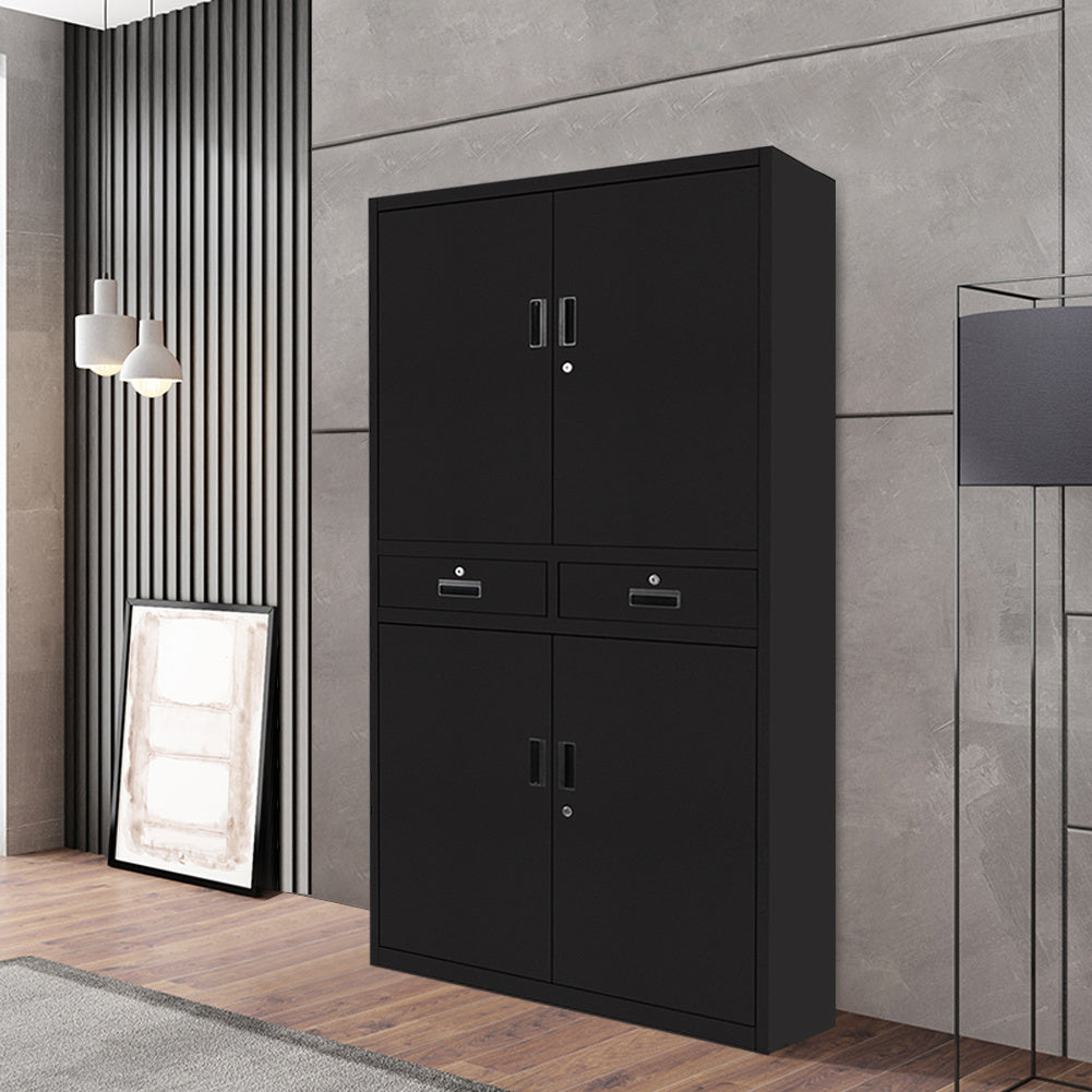 5 Layer 2 Drawer Lockable Metal Filing Cabinet Office Garage Storage Cupboard