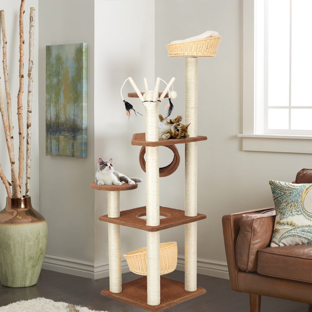 158cm Pet Kitten Cat Tree Climbing Activity Centre Sisal Scratching Post