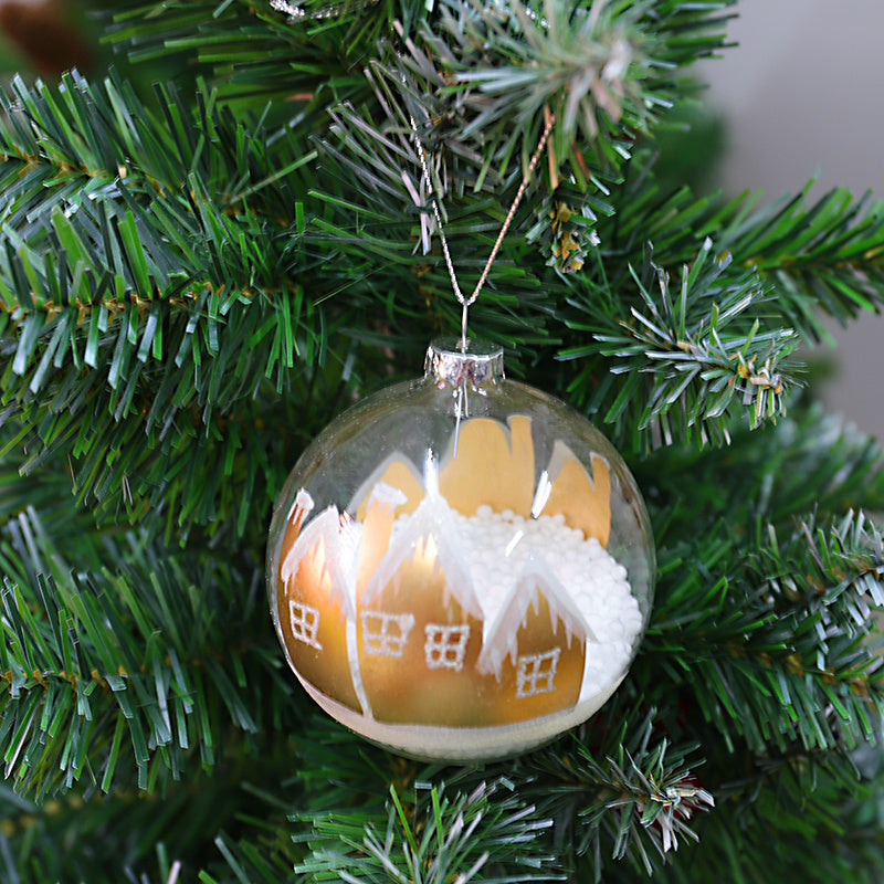 6Pcs Painted Decor Christmas Shop Hanging Baubles Craft Xmas Mixed Glitter Balls