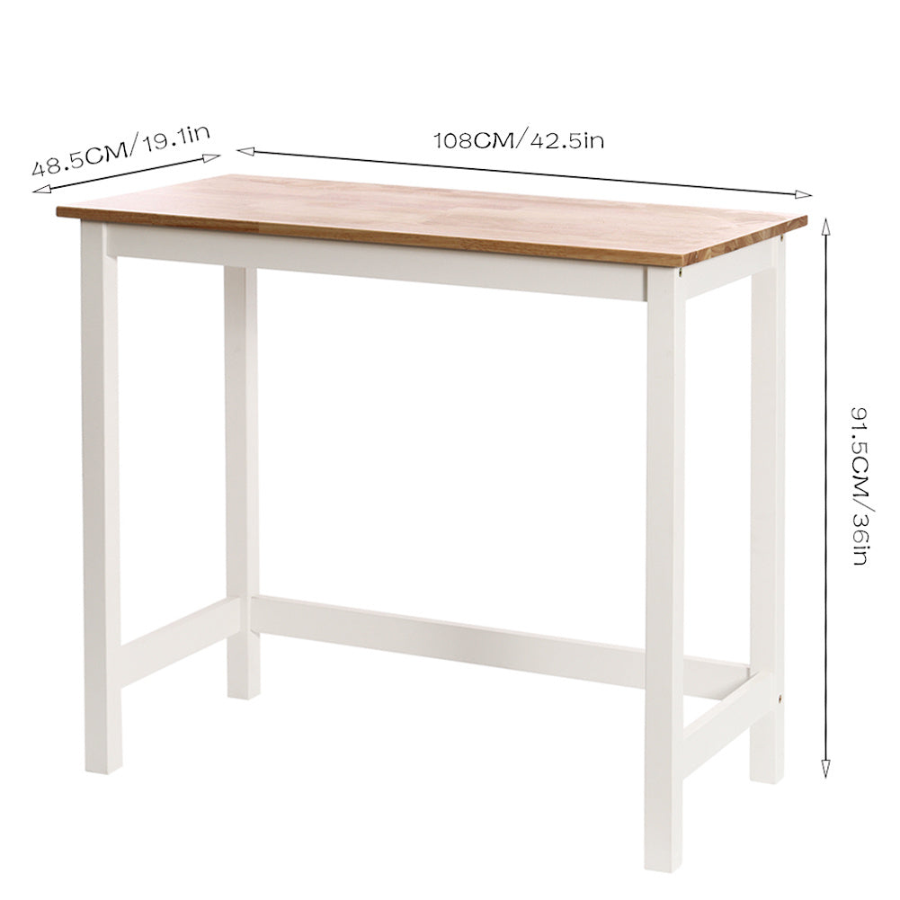 3 Piece Pine Pub Bar Table Set Kitchen Counter Height Table Set with 2 Stools