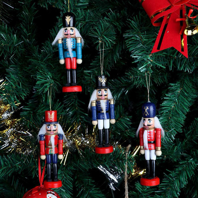 6Pcs Handcraft Traditional Wooden Nutcracker Soldier Set Christmas Ornament