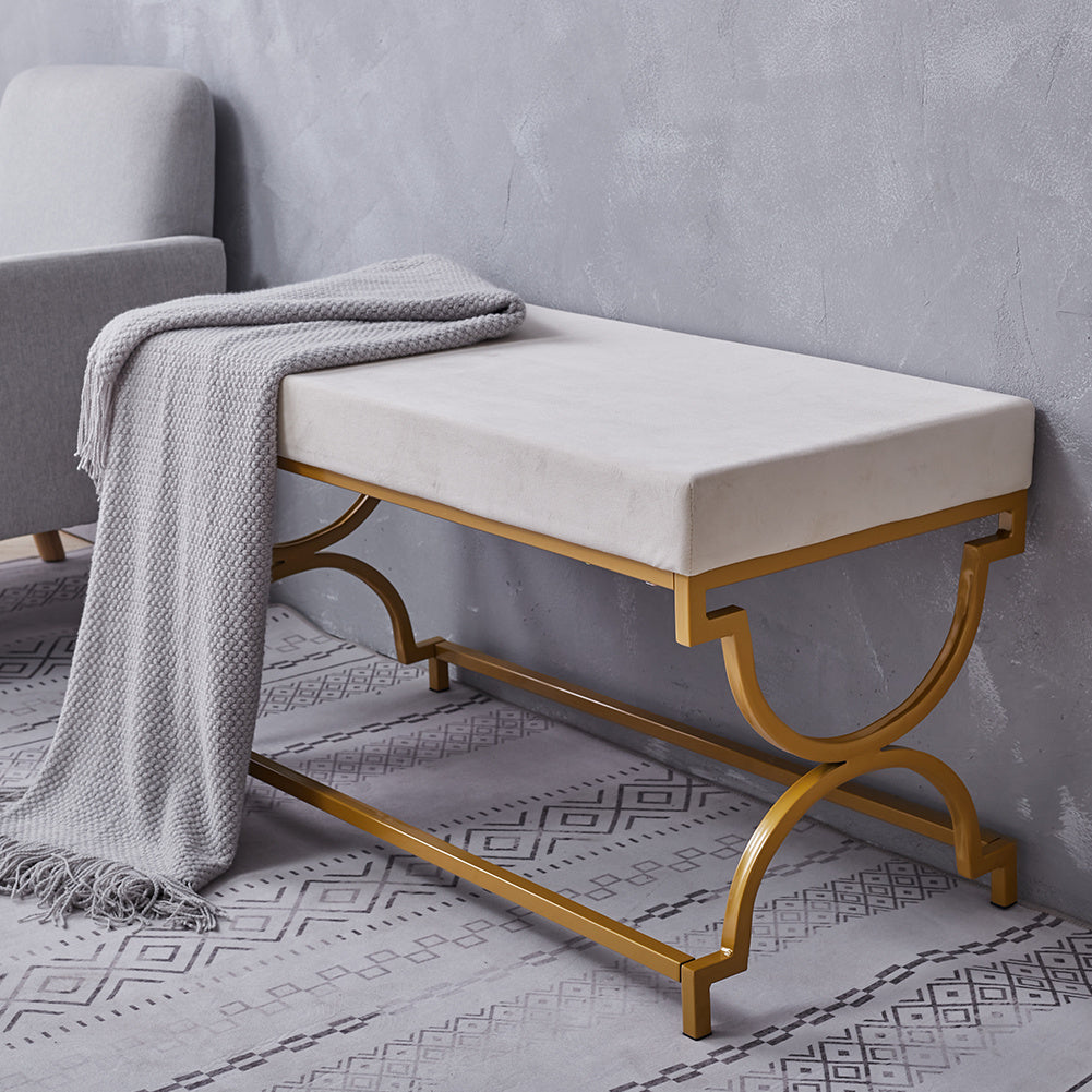 2 Seater Upholstered Velvet Bench Pouffe Bed End Stool