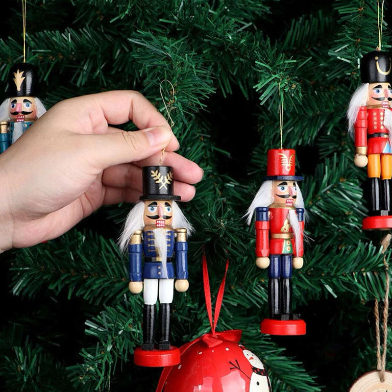 6Pcs Handcraft Traditional Wooden Nutcracker Soldier Set Christmas Ornament