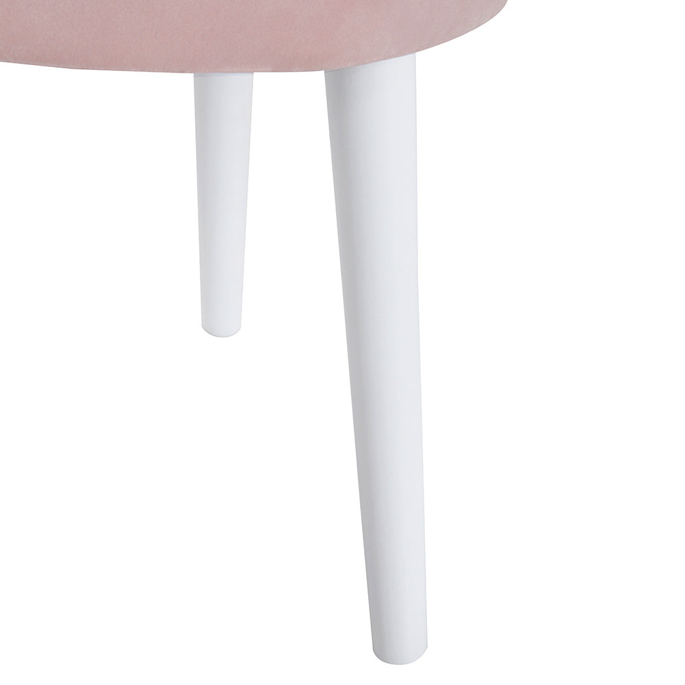 Velvet Dressing Table Stool Scallop Wooden Vanity Chair