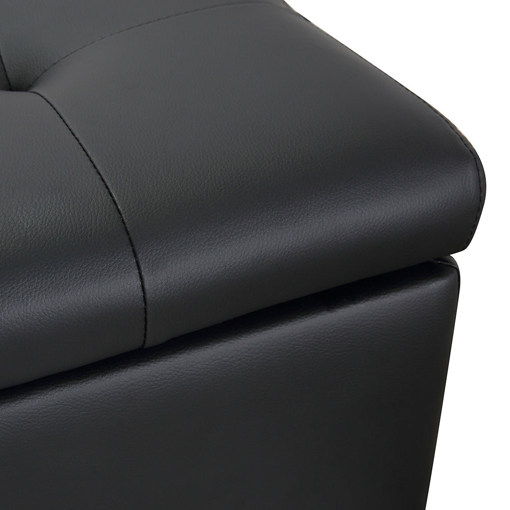 PU Leather Ottoman Storage Bench Footstools Buttoned Bed Window Sofa Seats