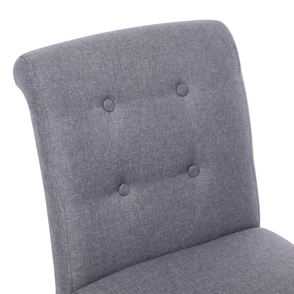 2PCS Velvet Linen Dining Chair with Nailhead Button Scroll High Back Kitchen Chairs