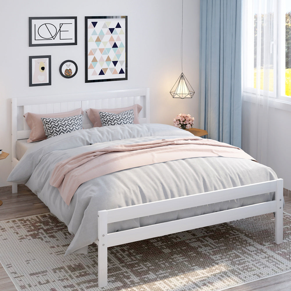 4ft Single Size Solid Pine Wooden Bed Frame White Bedstead Bedroom