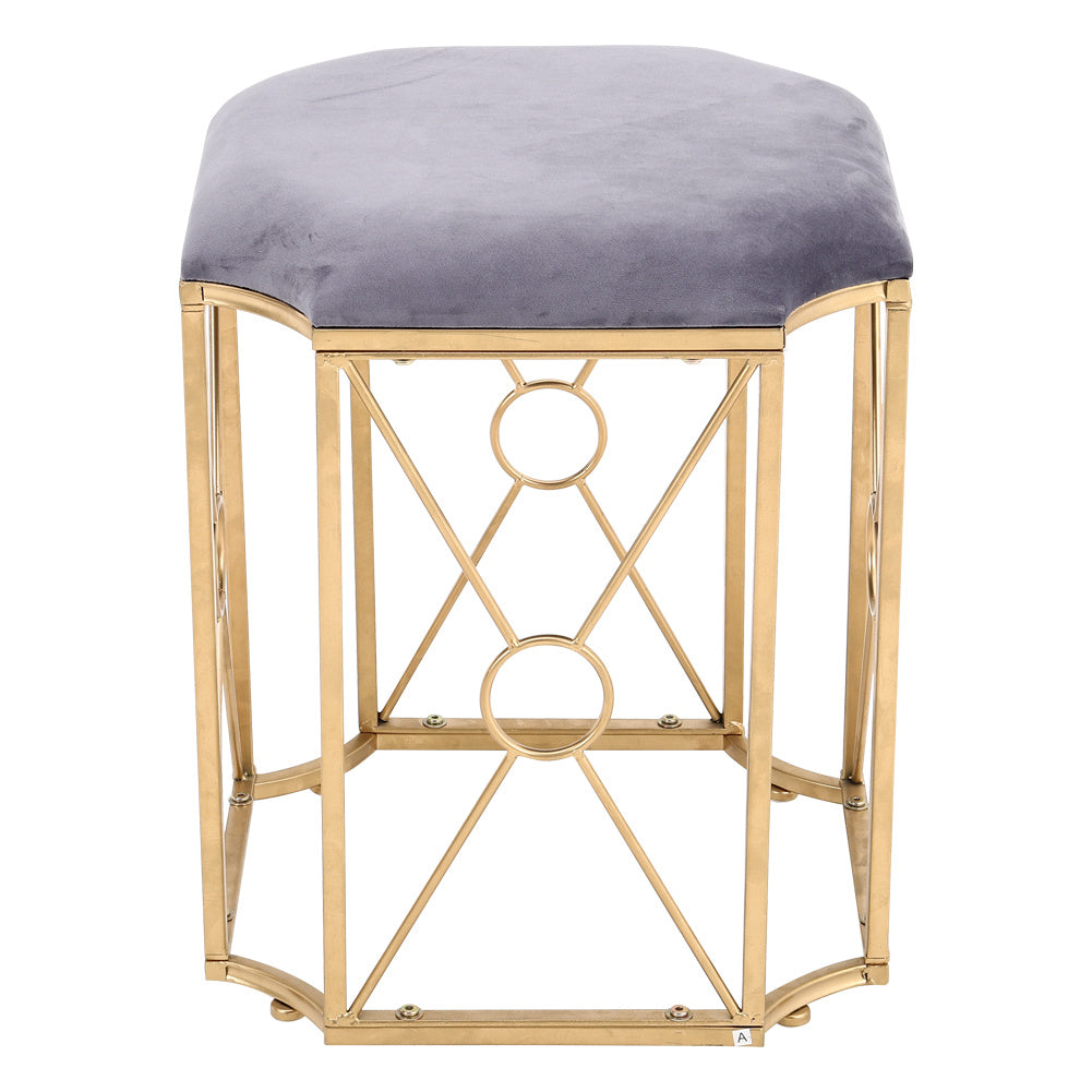 Velvet Padded Stool Makeup Vanity Chair Seat With Metal Leg Bedroom Dining Room