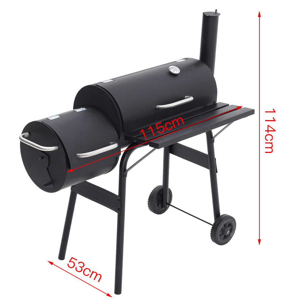 45 Inch Garden Party Charcoal Smoker Grill BBQ 2 Barrel Trolley