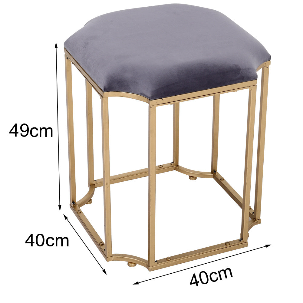 Velvet Uphostered Dressing Table Stool Minimalist Makeup Vanity Chair Geometric Legs